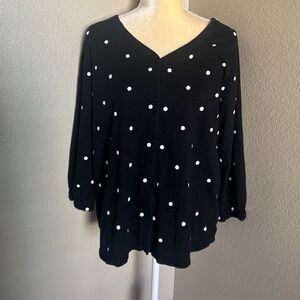 J Jill Black Polka Dot Women's Top size L
